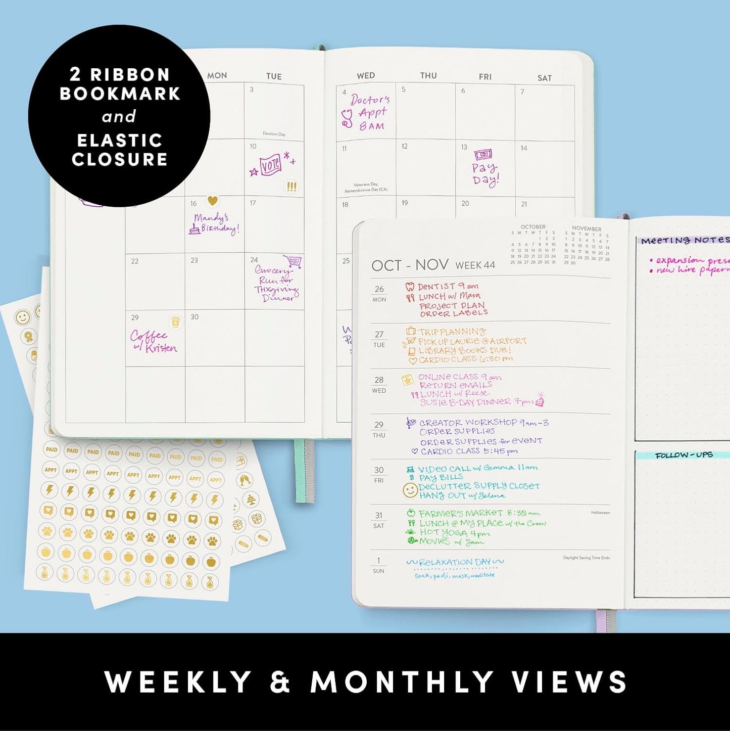 PAPERAGE 2026 Weekly & Monthly Planner, 12 Months (January 2026 - December 2026), 5.6 in x 8 in, Hardcover 2026 Planner with Weekly & Monthly Spreads, Note Pages, Stickers & Back Pocket – Blush