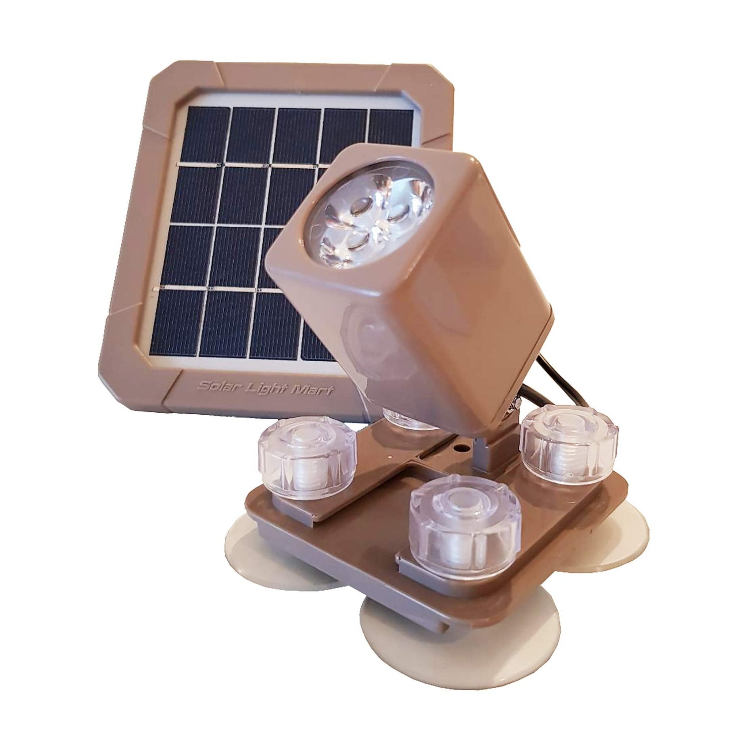 Solar Light Mart AquaHEX 60X Solar Underwater Spotlight, Waterproof Warm White LED, Outdoor Garden Landscape, Glossy Walnut Brown
