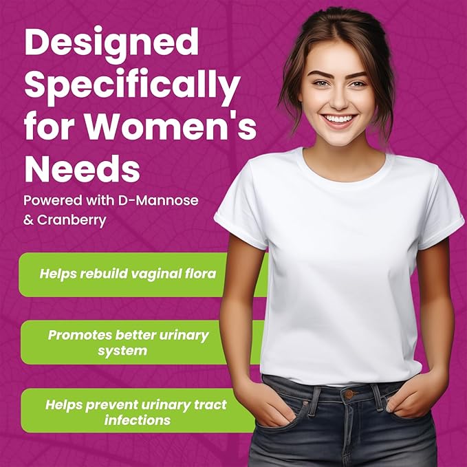 Women Probiotics w/ Prebiotics & Cranberry - 6 Billion CFU, 4-Strain (Including Bifidobacterium Longum & Lactis) Prebiotic Probiotic Women to Support Urinary, Immune, Vaginal Health & Digestive Health
