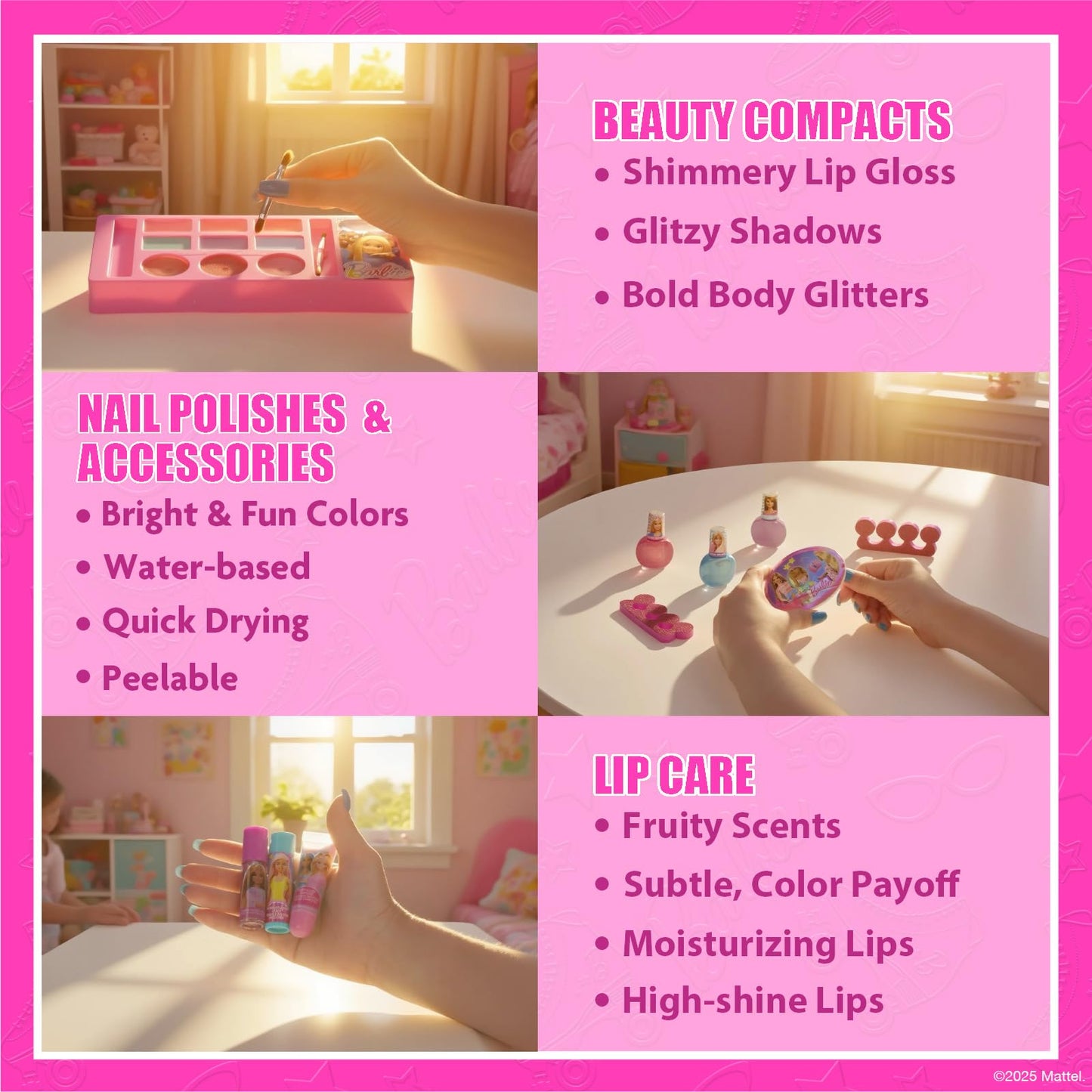 Barbie Train Case Beauty Set, Kids Makeup Kit for Girls, Real Washable Makeup Set, Play Makeup, Party Favor, Birthday, Ages 3 4 5 6 7 8 9 10 11 12 by Townley Girl