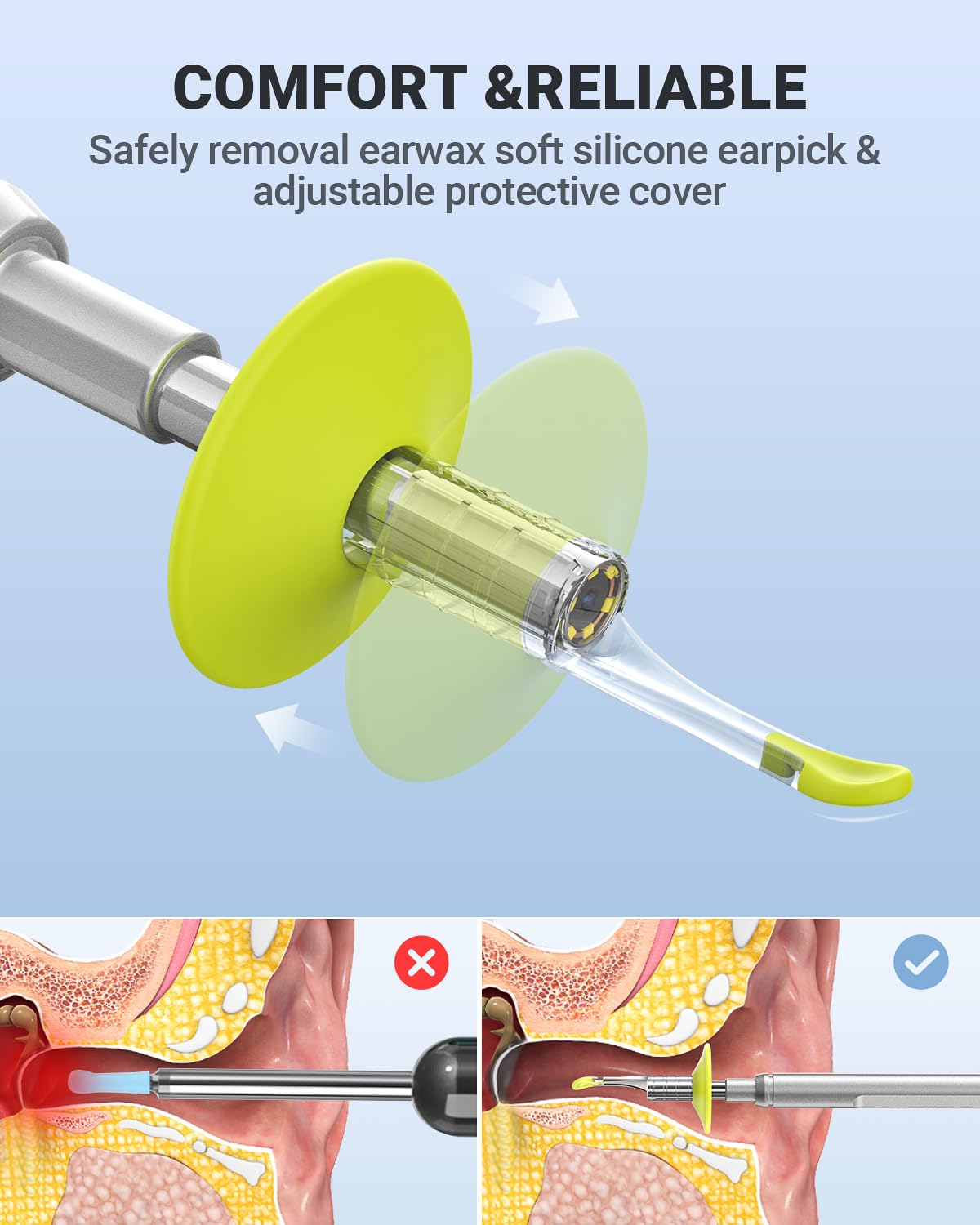AnyScope Digital Otoscope Compatible with iPhone and Android Devices, HD Ear Camera with Ear Wax Removal Tools, Video Ear Scope Otoscope with Light, Capture Photos and Videos (Silver)