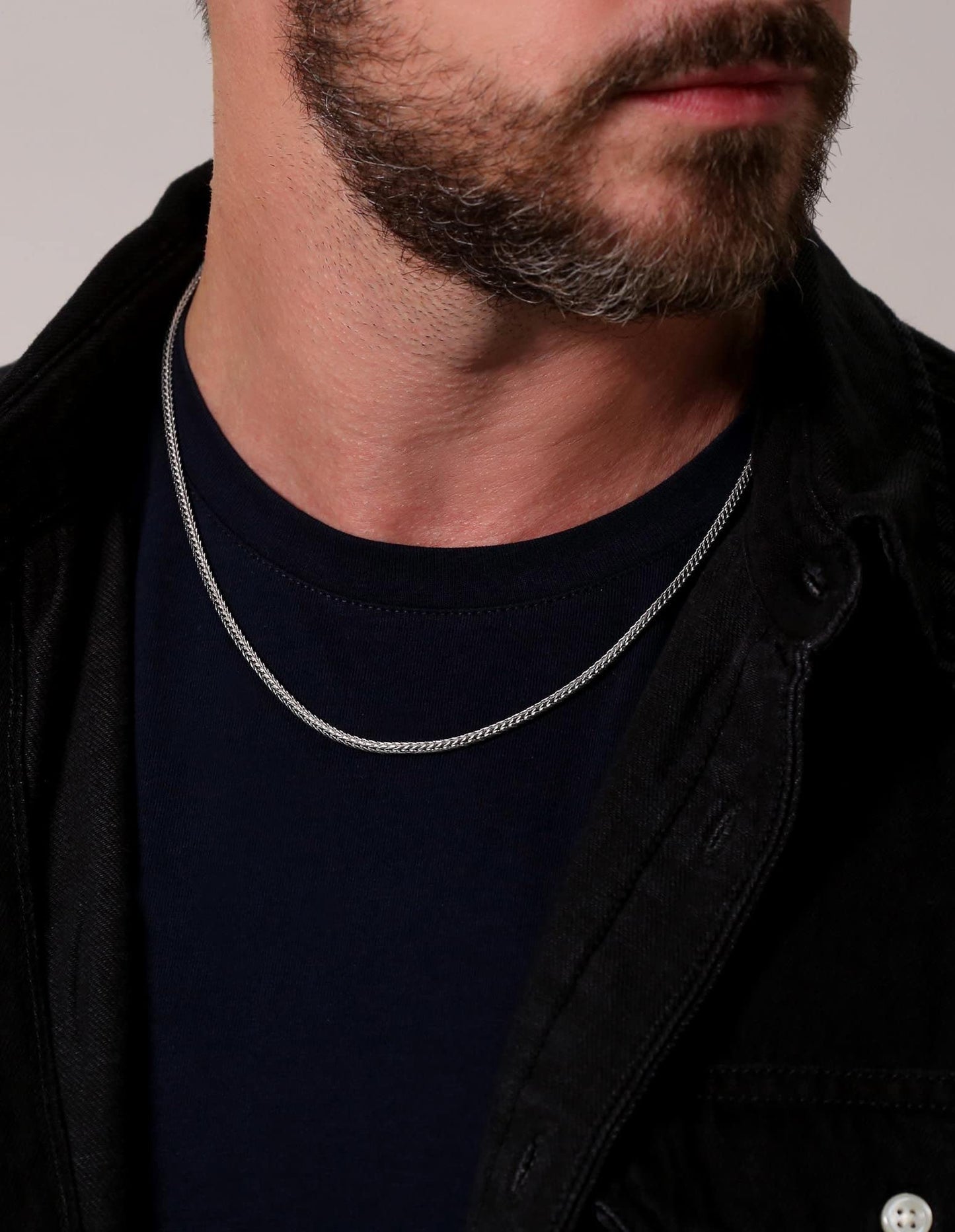 Waitsoul Sterling Silver Square Foxtail Box Chain with Lobster Clasp - 2mm Silver Franco Chain for Men & Women - 26 Inch