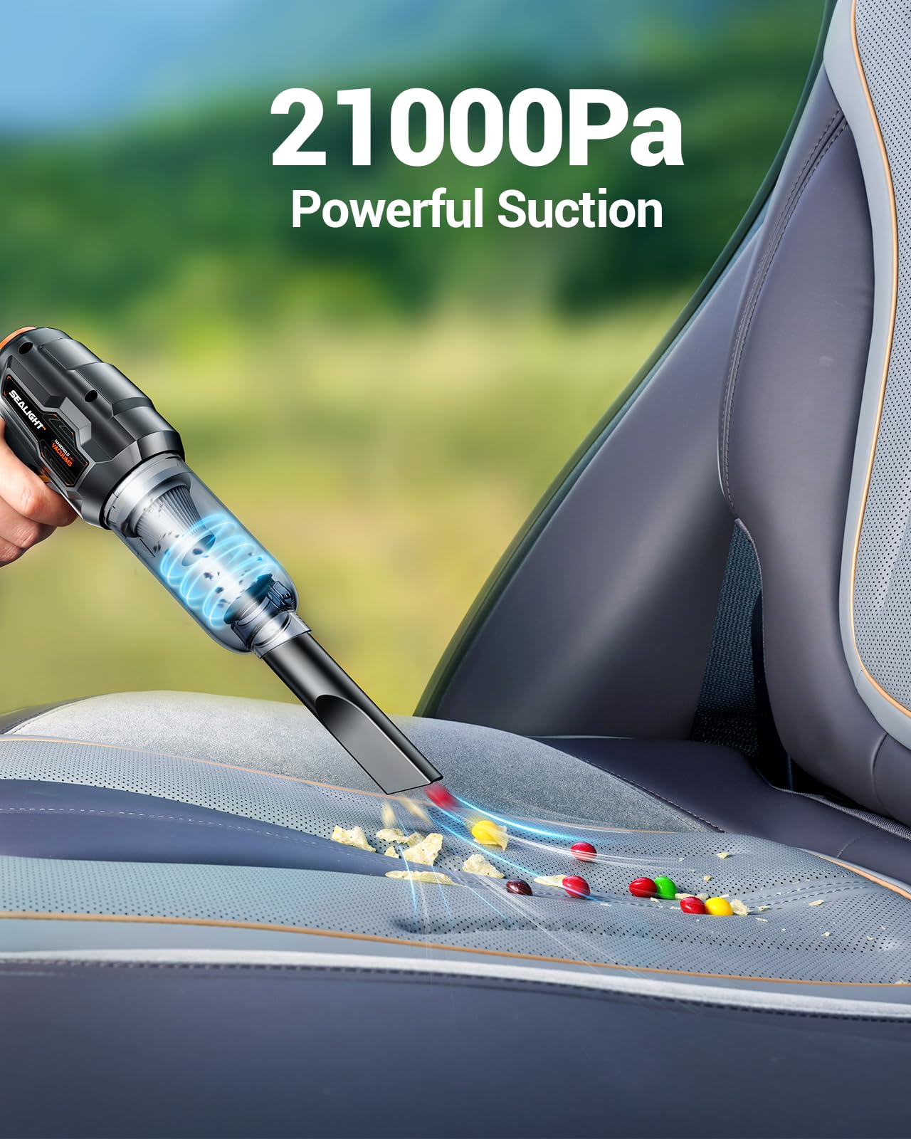 Sealight Car Vacuum Portable Cordless, 21000Pa High Power Suction & Blower, Wireless Handheld Vacuum Cleaner For Car, Home, Offi