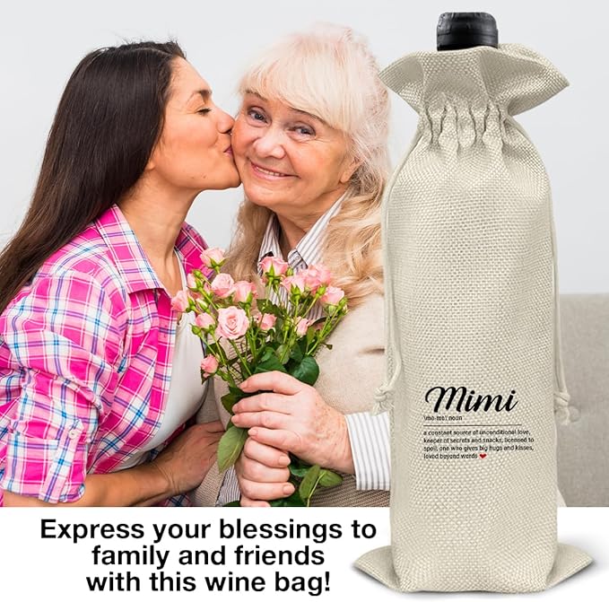 Mimi Gifts Wine Bag Mimi Gifts for Grandma Birthday Mother's Day Mimi Definition Wine Gift Bag