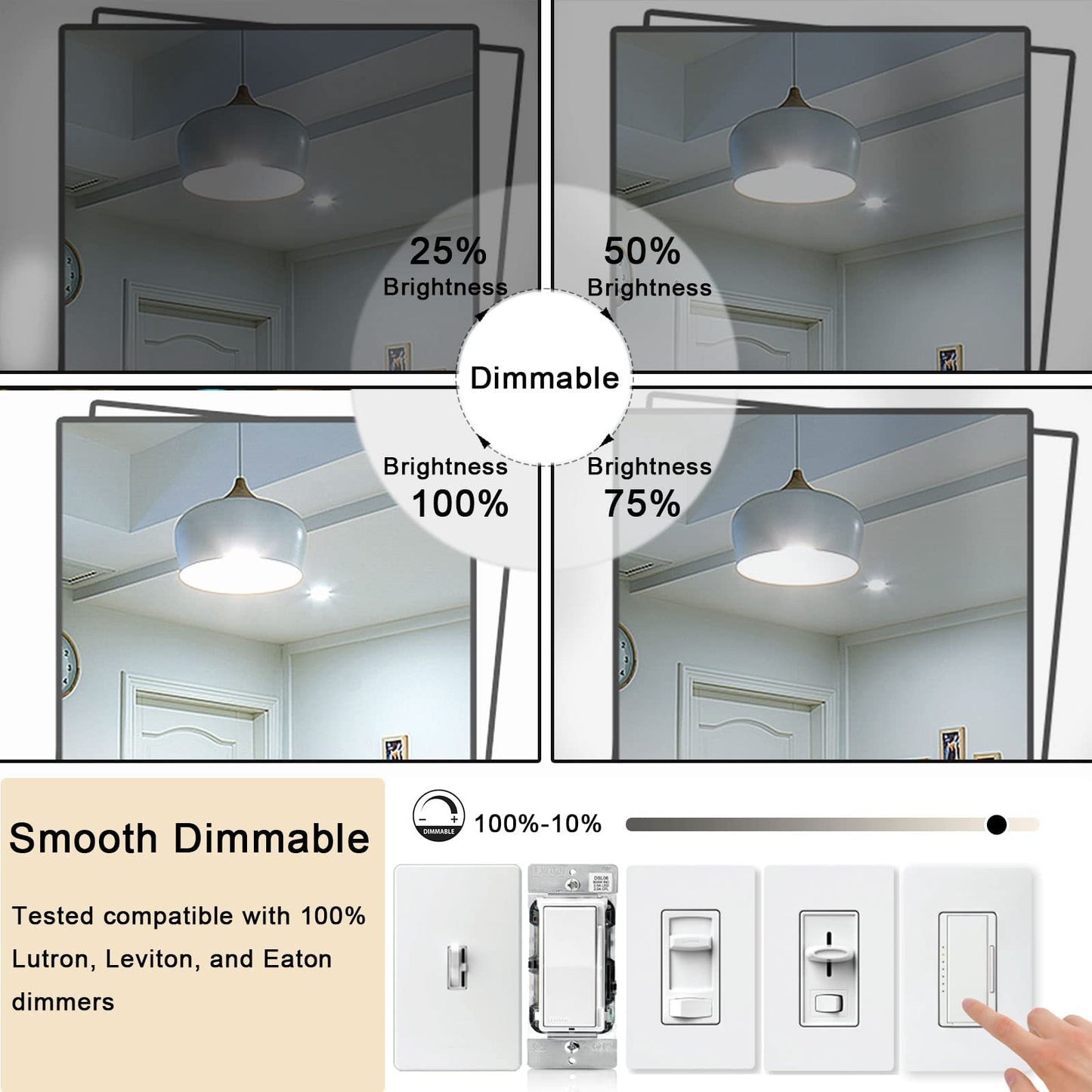 NOVELUX 7.3 Inch E26 LED Bulb, 60W Dimmable, 5000K Daylight, Glass, T10, 6 Pack