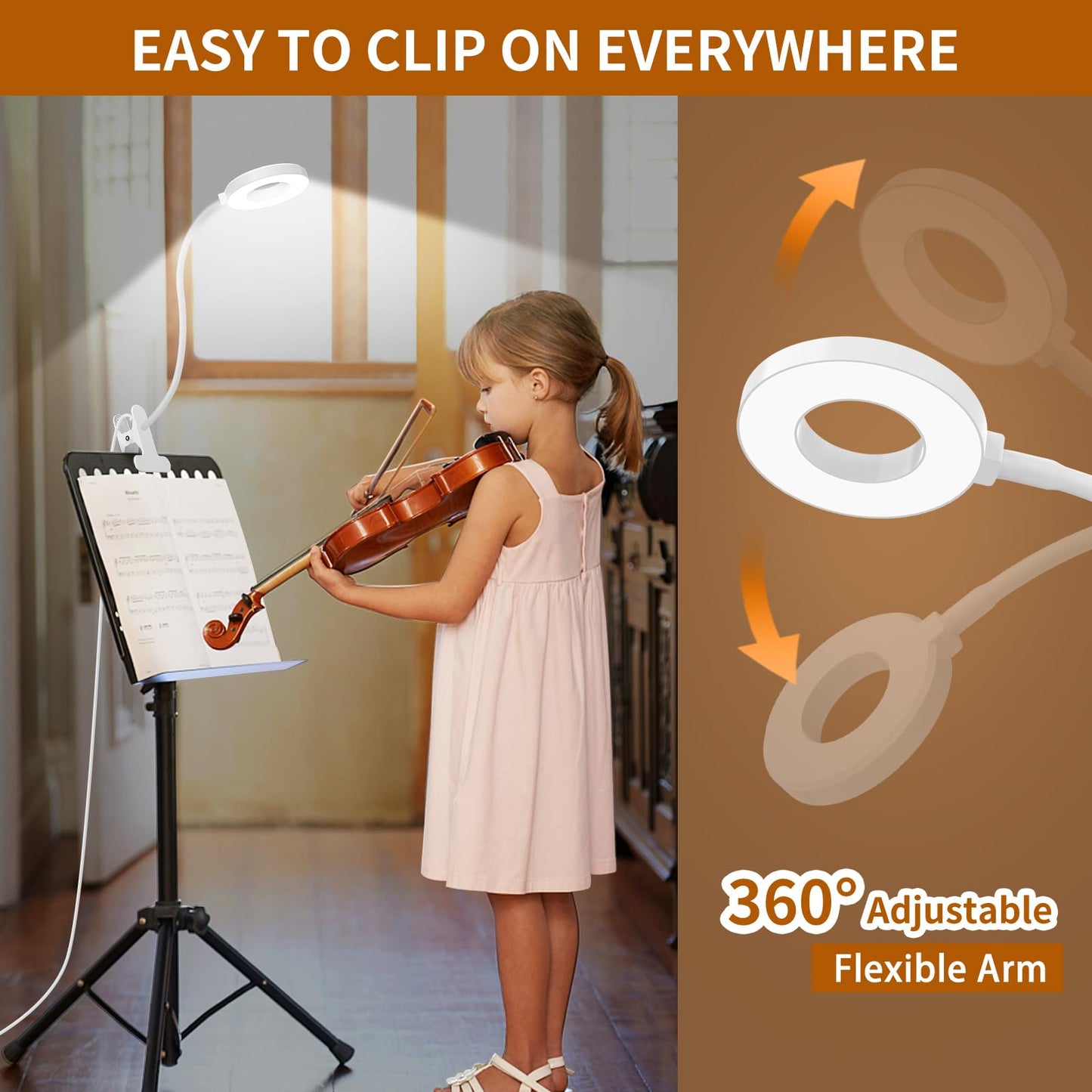 Izell Clip-On Book Light - Dimmable Led, Flexible Gooseneck, 27.6 White, Silicone Rubber For Reading, Studying, And Crafting