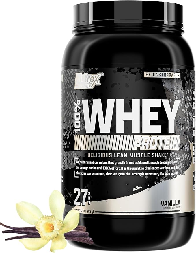 Nutrex Research Whey Protein Powder | 100% Whey Protein Supplement (2 Pound, Vanilla)