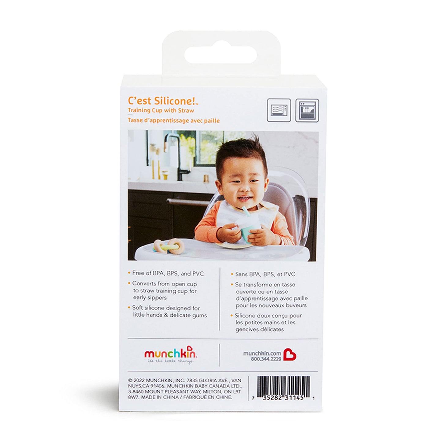 Munchkin C’est Silicone! Open Training Cup with Straw for Babies and Toddlers 6 Months+, 4 Ounce, 1 Pack, Coral