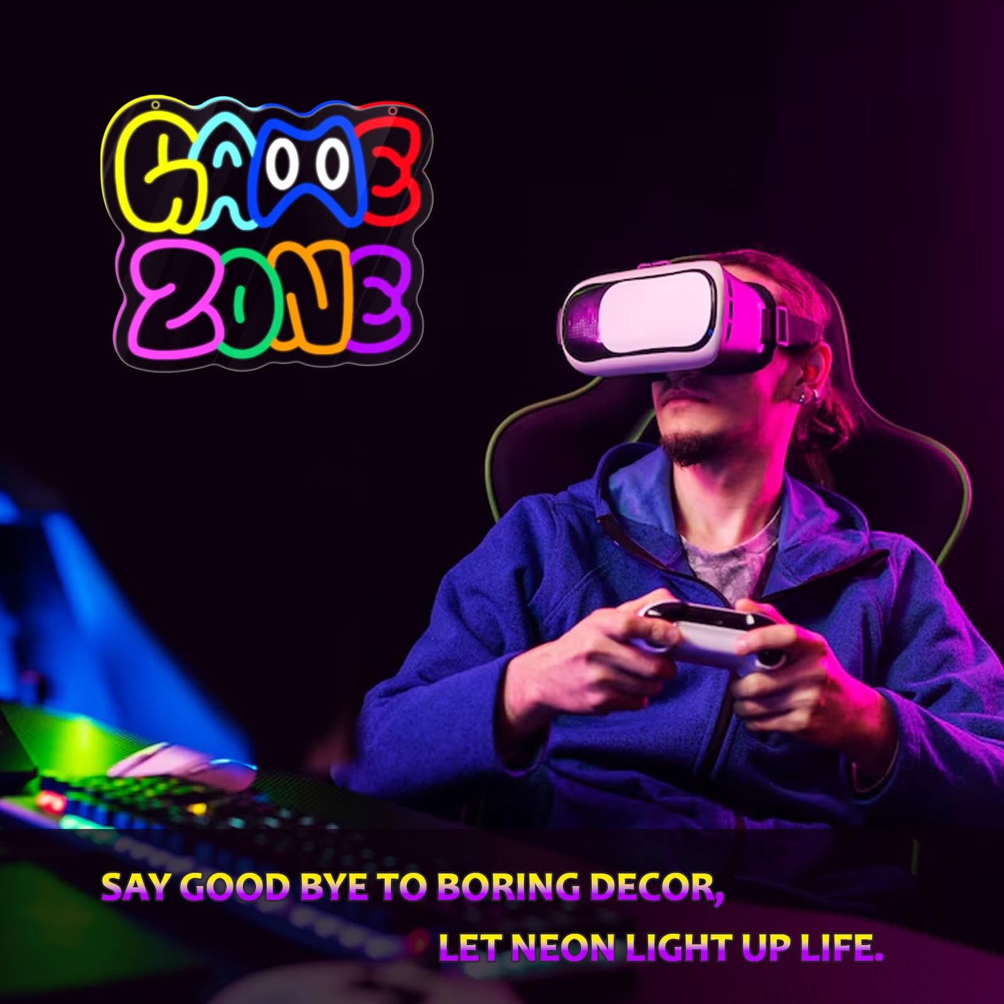 Innovtools Game Zone Neon Sign  Led Gamer Neon Signs For Room Decor  Dimmable Gaming Light Up Sign For Teens  Boys  Kids  Birthdays  Christmas  Video Game Decor Gifts For Wall  Bedroom(Zone)