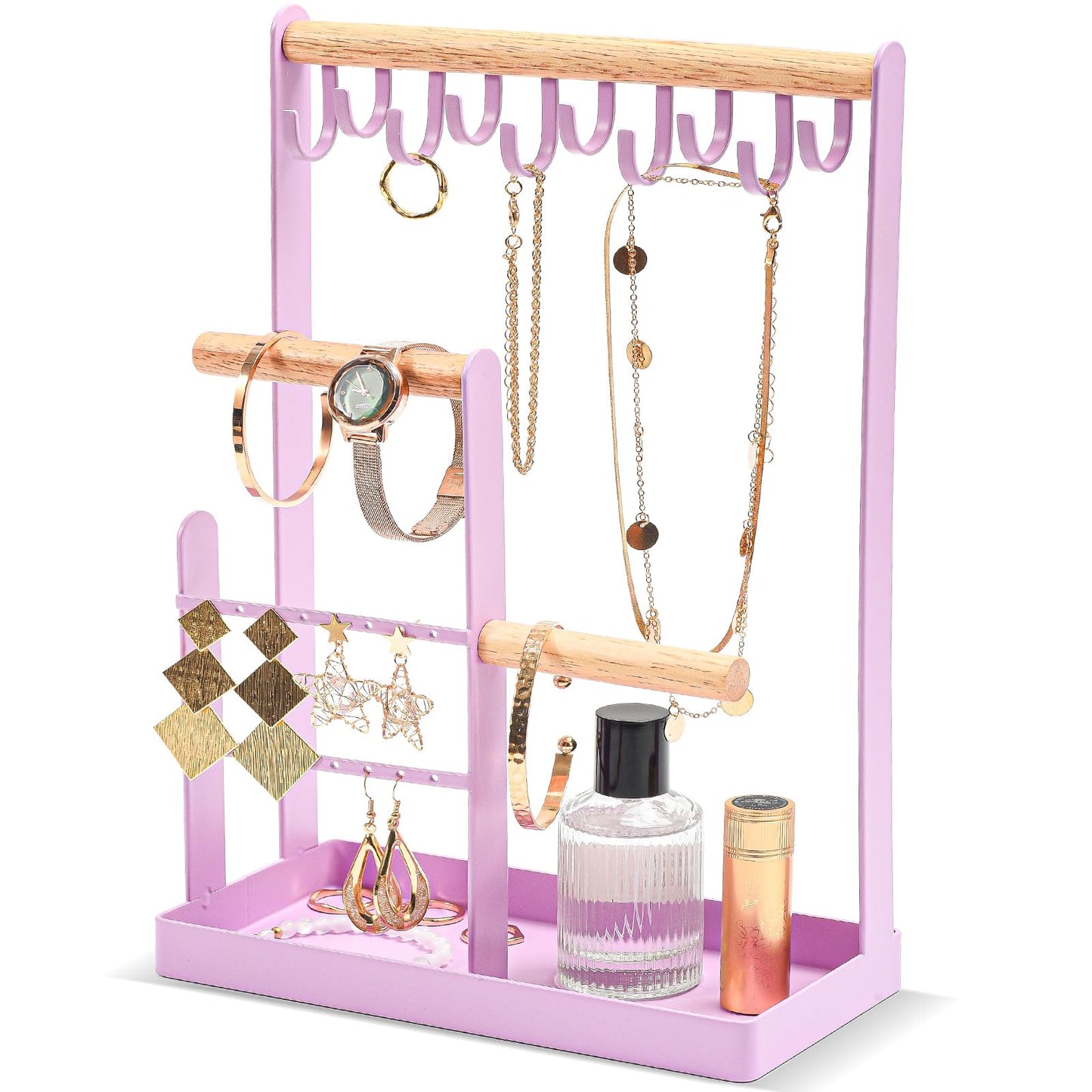 ProCase Jewelry Organizer Jewelry Stand Jewelry Holder Organizer, 4-Tier Necklace Organizer with Ring Tray, Small Cute Aesthetic