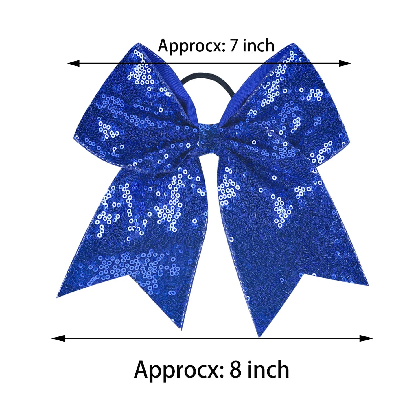 2 PCS 8  Large Cheer Bows Sequin Cheer Hair Bows Ponytail Holders Cheerleading Bows for Jumbo Cheerleading Teen Girls Sports (Bl