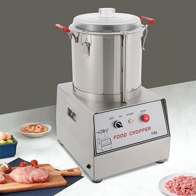 Commercial Food Processor, 1400W Electric Food Chopping Machine with Enclosed Chassis Large Capacity and Detachable Design Tabletop Multifunction Meat Vegetable Cutter for Restaurants Cafeterias Etc