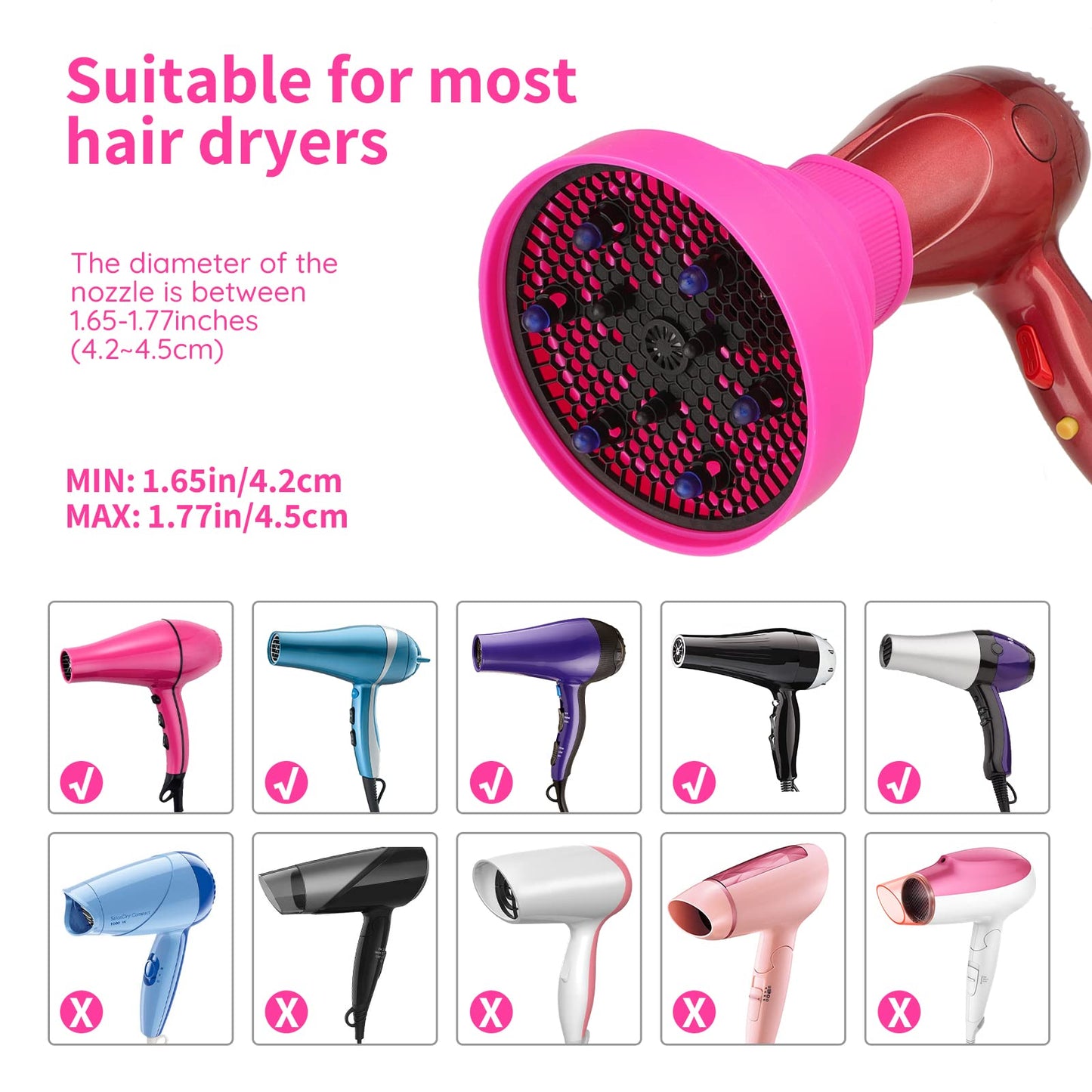 Segbeauty Travel Foldable Hair Diffuser, Collapsible Portable Hair Diffuser Easy for Natural Fine Thick Hair, Universal Blow Dry