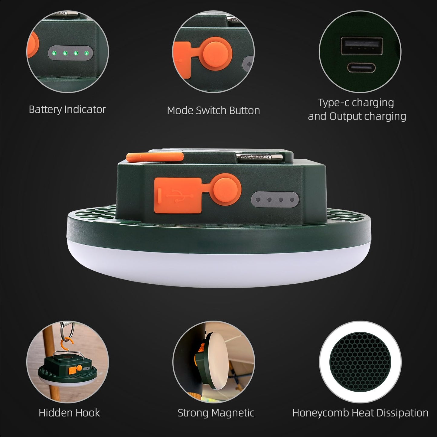 10000Mah Rechargeable Tent Light 3 Lighting Modes  4000Lm Led Portable Camping Lantern  Ipx5 Waterproof  30W Hanging Tent Light With Magnet  For Emergency & Gift