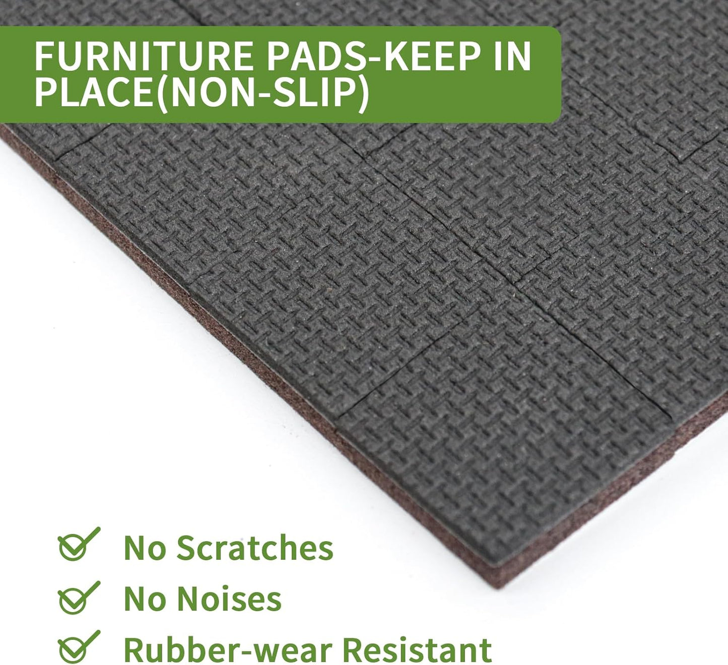 Non Slip Furniture Pads 36 PCS 1'' Square - Anti Slip Furniture Pads - Self Adhesive Rubber Feet Furniture Feet - Chair Leg Floor Protectors - Keep Furniture in Place
