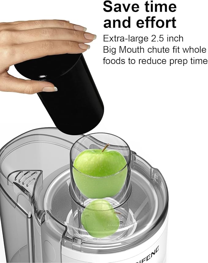 Compact Centrifugal Juicer with 3 Speed Controls, Wide Feed Chute, High Juice Yield, Easy-Clean Design, BPA-Free – White