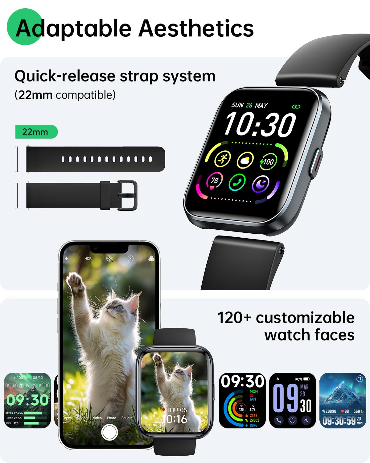 Smart Watches for Women and Men - 2025 New Smart Watch with 3 ATM Waterproof 1.83" Display 120+Sports,Fitness Tracker for iPhone Android Phone,Alexa,Call&Notification Alerts,Heart Rate&Sleep Monitor