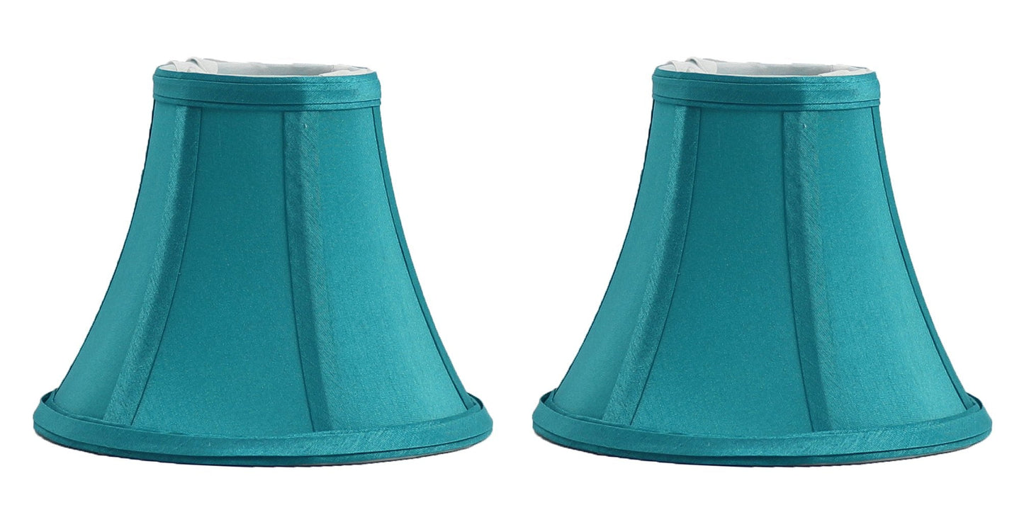 Urbanest Teal Silk Bell Chandelier Lamp Shades, Set of 2, Clip-on, 3-inch x 6-inch x 5-inch