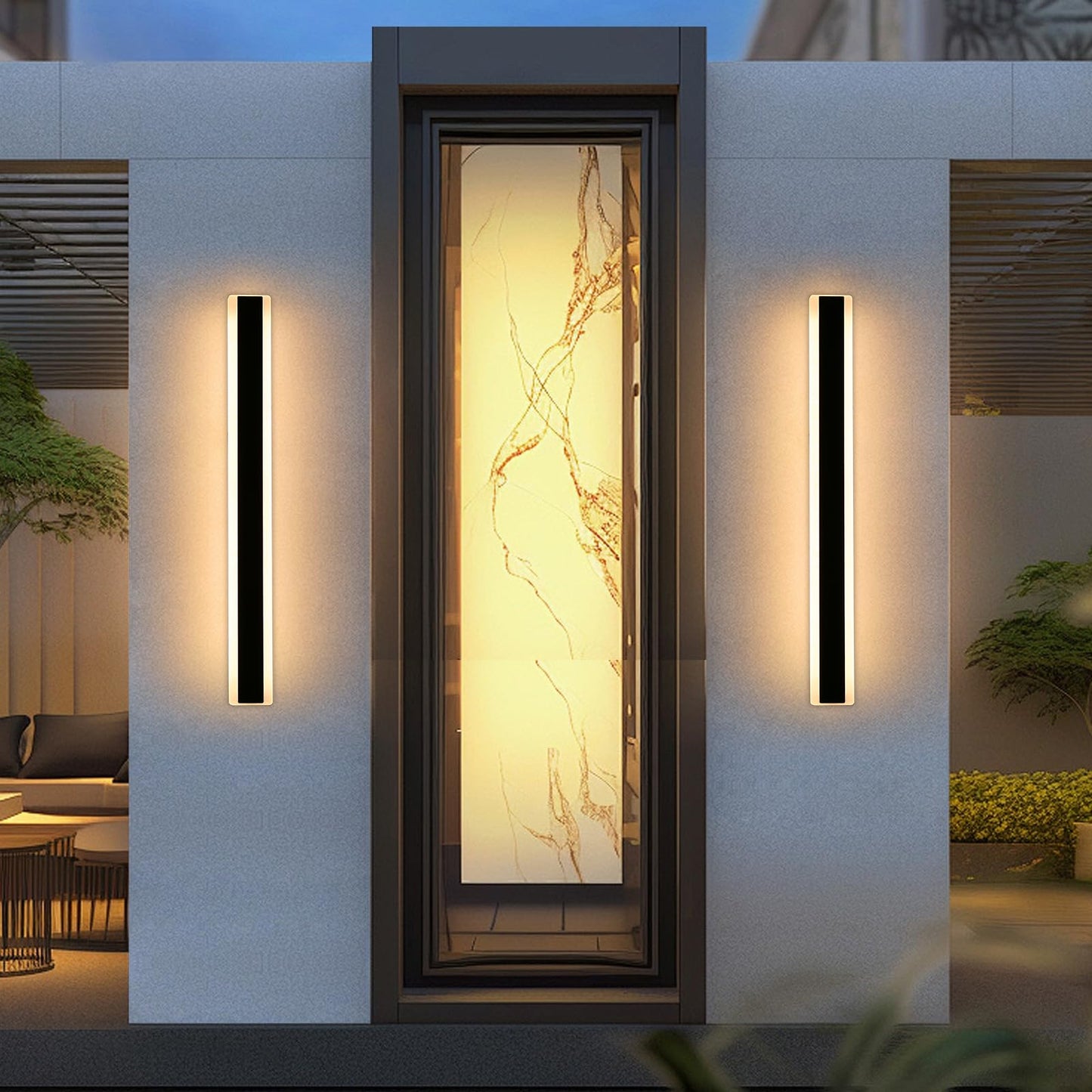 Mikeru 2Pack 39Inch Outdoor Wall Light Fixtures  10%-100% Dimmable Outdoor Wall Lights Exterior Front Porch Light 3000-6000K Wall Mounted Led Lighting For Basement  Shop Garage Lighting