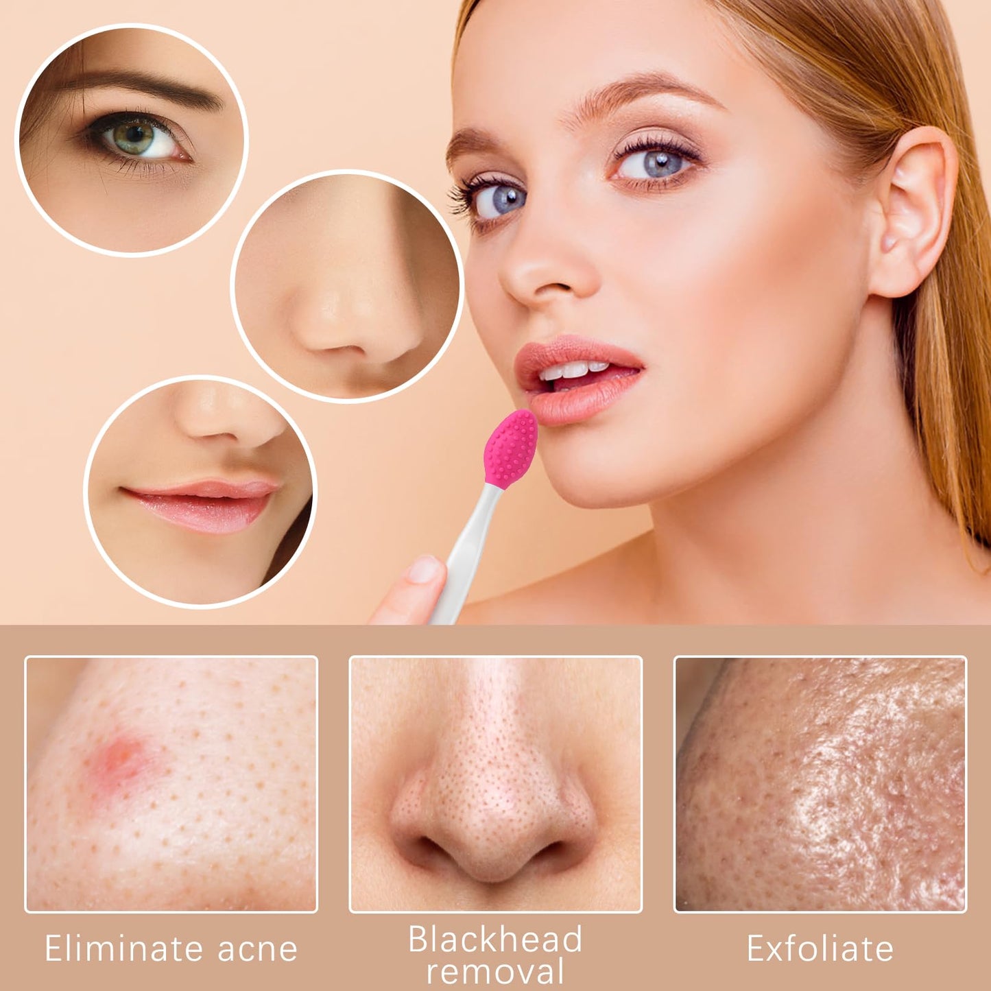 Hpmjz 5 Pcs Lip Scrub Brush Double-Sided Silicone Lip Brush Tool Lip Scrubber Exfoliator for Men Women Lip Lightening Lip Exfoli