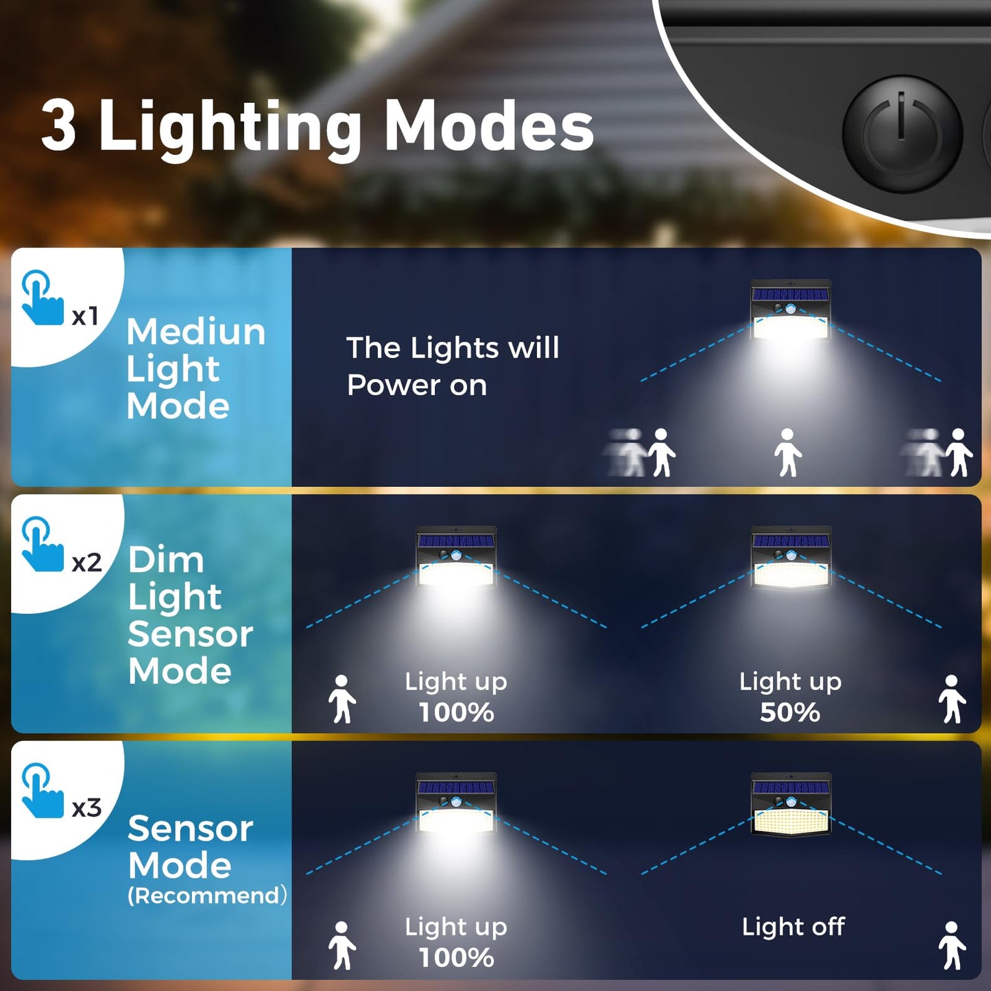 Peasur Solar Outdoor Lights, Motion Sensor, Waterproof, 20 Pack, Black, 3 Lighting Modes, Wall Lights for Garden and Yard