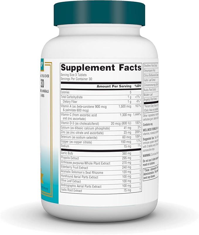 Source Naturals Wellness Formula Bio-Aligned Vitamins & Herbal Defense - Immune System Support Supplement & Immunity Booster* - 90 Tablets