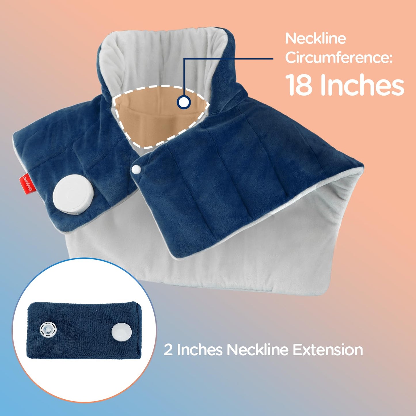 Comfytemp Heating Pad for Neck and Shoulders and Back, 2.6lb Weighted Electric Heat Pad FSA Eligible, Large HSA Heated Wrap, 9 Heat Settings & 11 Timer, Gifts for Women Men Mom Dad, Dark Blue