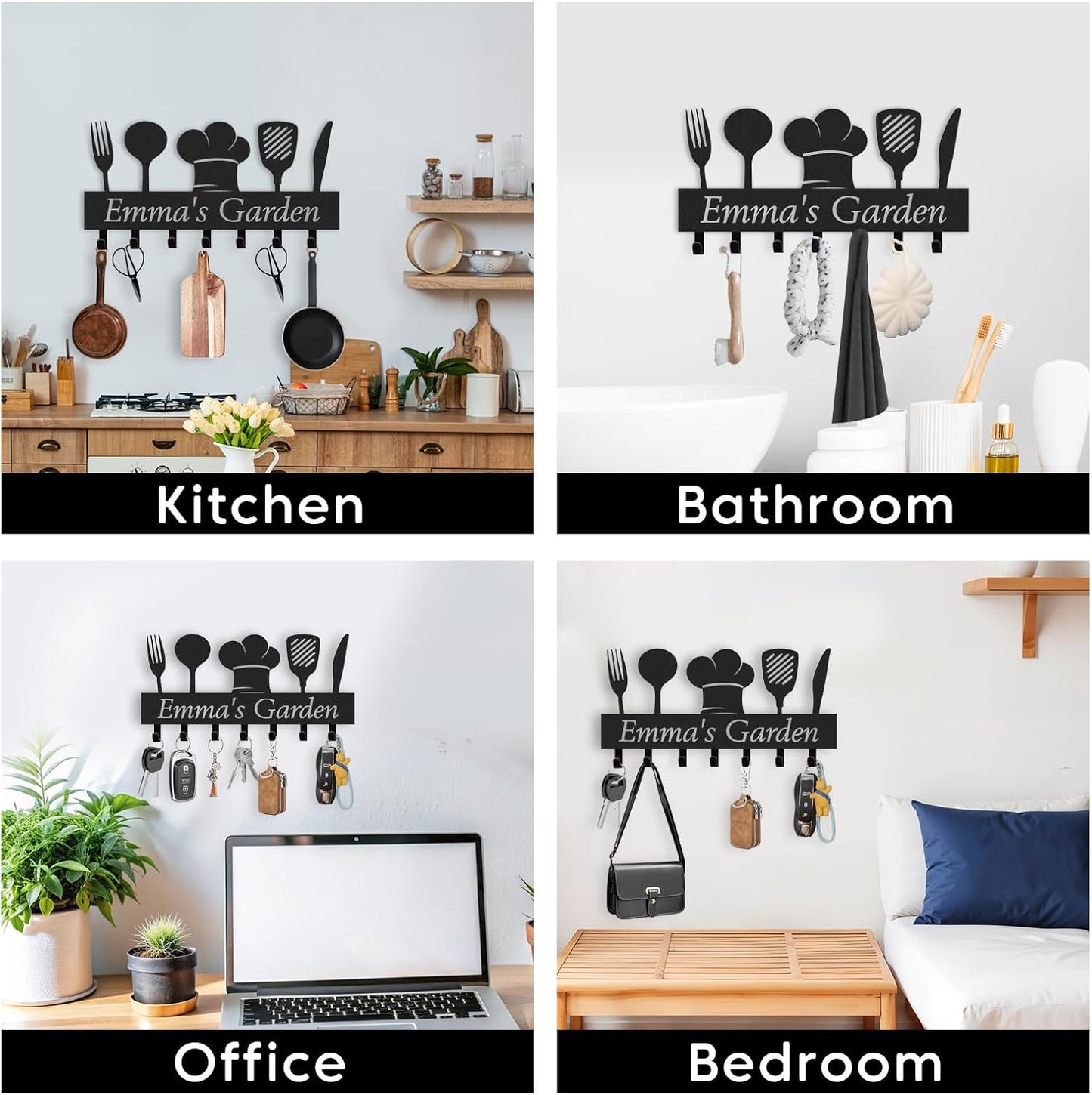 Custom Key Holder for Wall, Key Holder Wall Mount with Screws and Anchors, Kitchen Sets for Home Decorations, Personalized Key Rack Coat Hanger for Kitchen, Living Room, Entryway, Dining Room