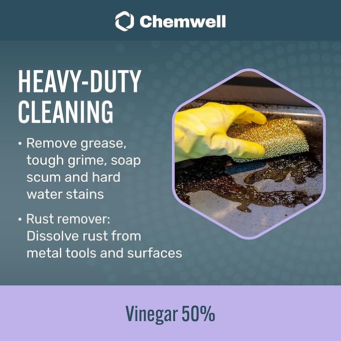 50% Vinegar (2 Pack, 1 Gallon) - General Purpose All-Natural Multi-Surface Cleaner for Home, Patio & Commercial - High Performance, Powerful Concentrated Acetic Acid - Made in USA