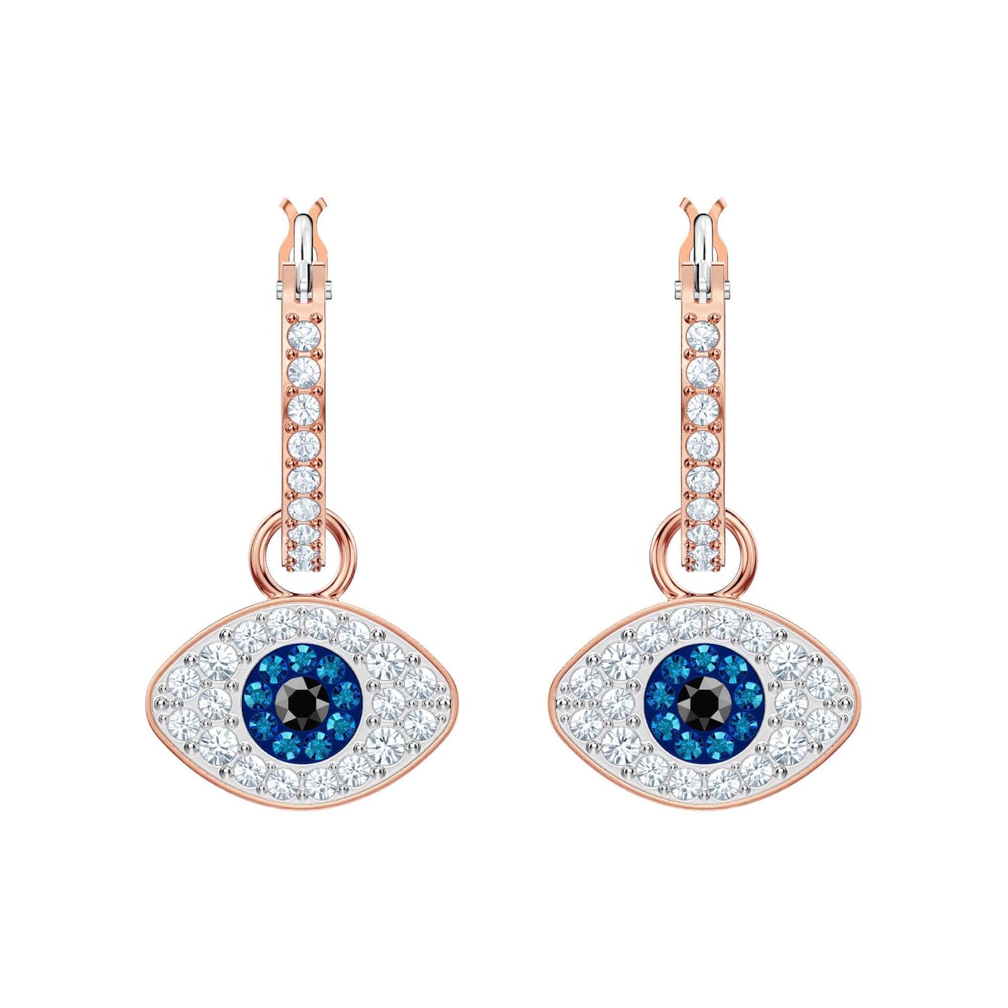 SWAROVSKI Unisex Symbolic Evil Eye Hoop Pierced Earrings, Rose-Gold Tone 5425857
