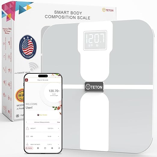 Smart Scale WiFi for Body Weight with ChatGPT Integration,Teton Digital Bathroom Scale Accurately Tracks 15 Body Metrics-B...