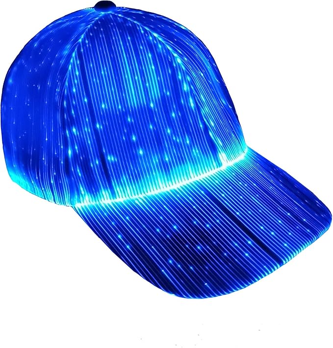 Ruconla Fiber optic cap LED hat with 7 colors luminous glowing EDC baseball hats USB Charging light up caps even party led...