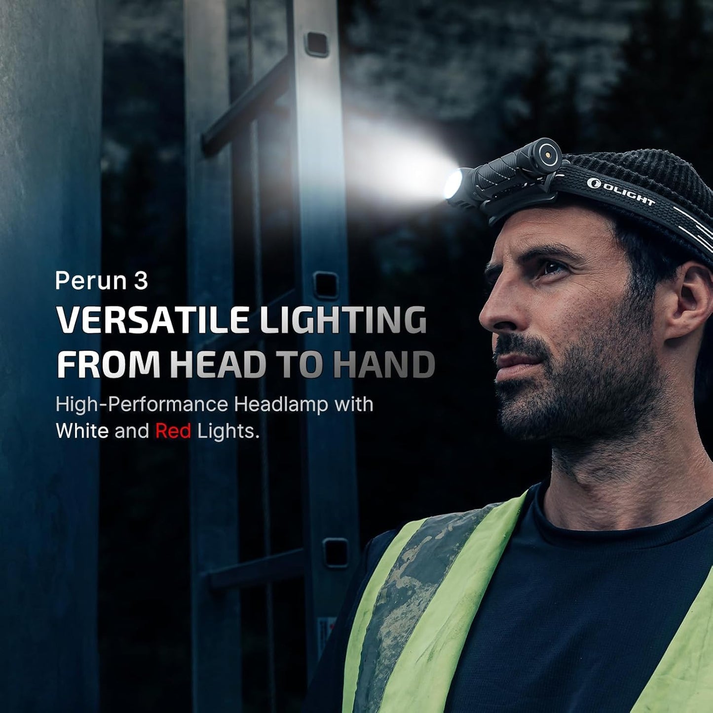 Olight Perun 3 Rechargeable Headlamp Flashlight  3000 Lumens Led Headlight With Red Light  Waterproof Head Lamp With Headband For Outdoor Camping  Hiking  Working (Od Green)