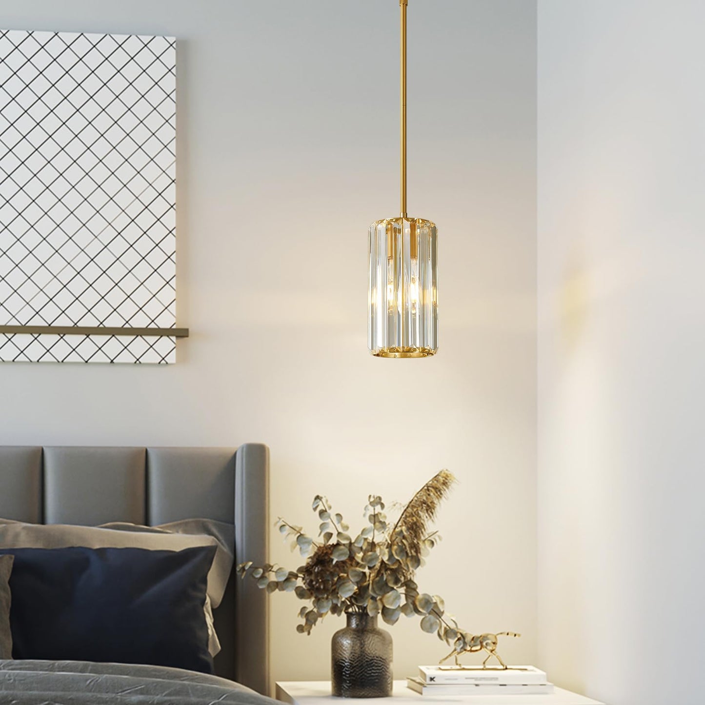 Zhllmq Gold Pendant Lighting Modern Pendant Light Mini Crystal Chandeliers Adjustable Pendant Light Fixture For Kitchen Island Dinning Room Corridor Bedroom(Gold 2-Pack)