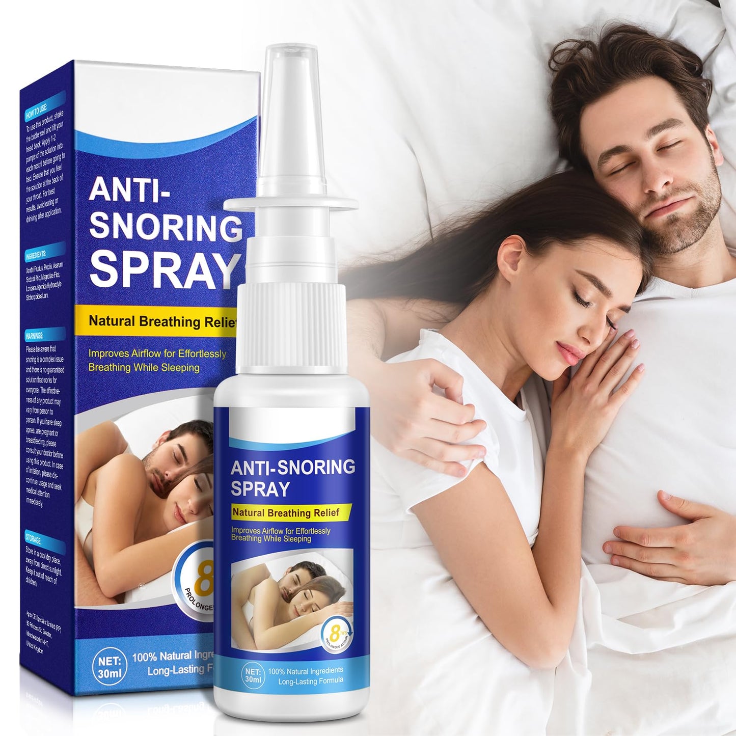 Anti Snoring Spray Devices, Fast & Effective Snoring Solution for Better Night, Stop Snore Open The Throat & Air Passage During Sleep