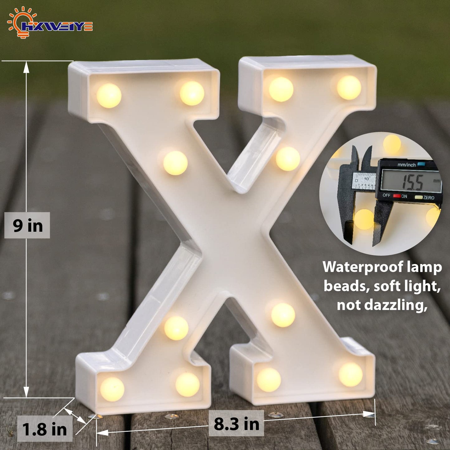 Hxweiye Led Marquee Light Up Letters X - Warm White, Battery Powered, 26 Alphabet & 10 Numbers For Parties & Decor