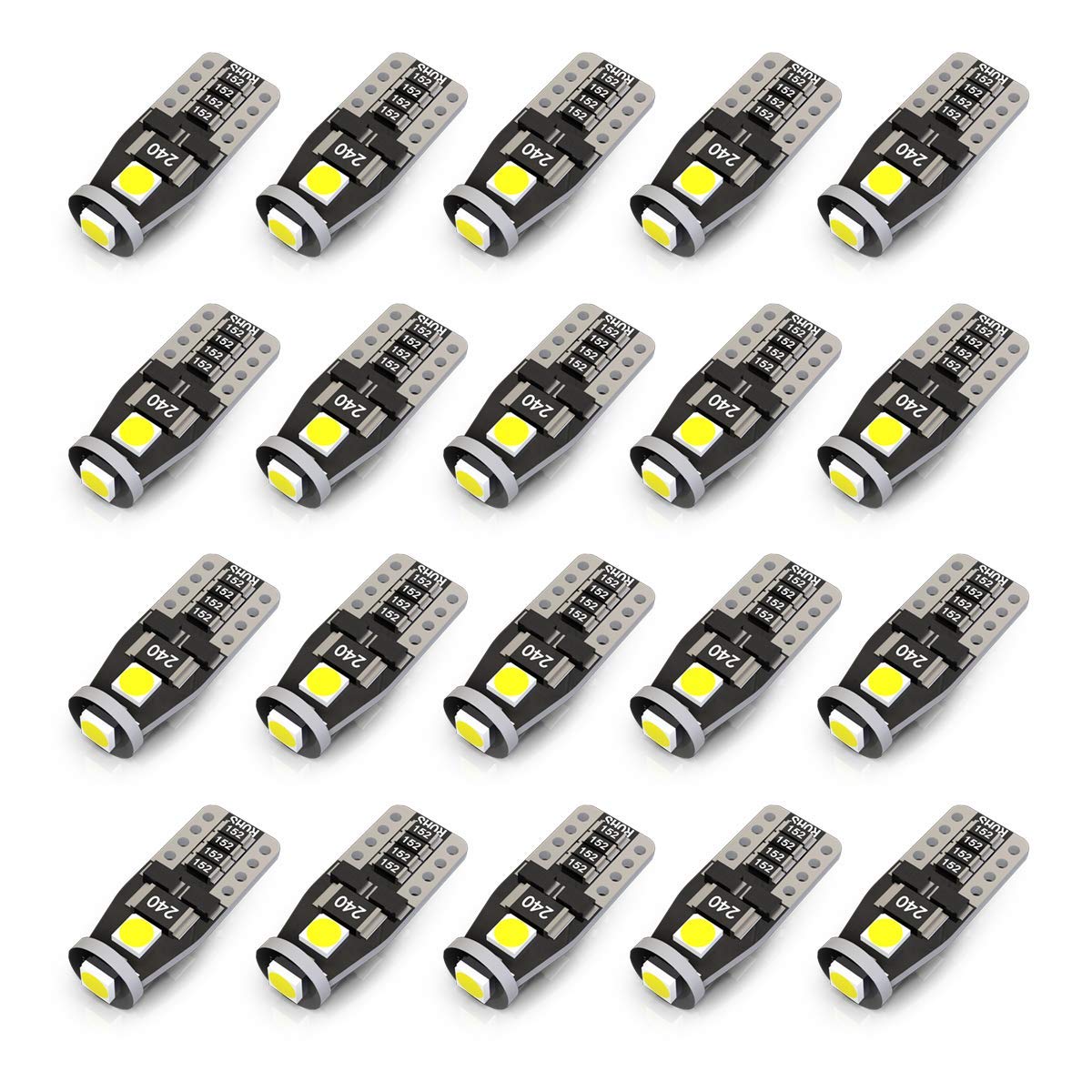 Kafeek Led Bulbs T10 Wedge 194 168 2825 W5W, Super Bright 3-3030 Chipset, Can-Bus Error Free, Xenon White