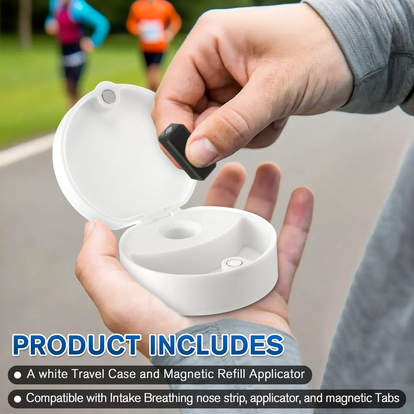 2 Pack Small Travel Case for Magnetic Nose Strips and Magnetic Refill Applicator - Holds Up to 20 Tabs and 1 Band, Compact On The Go Case for Nasal Snoring Solution