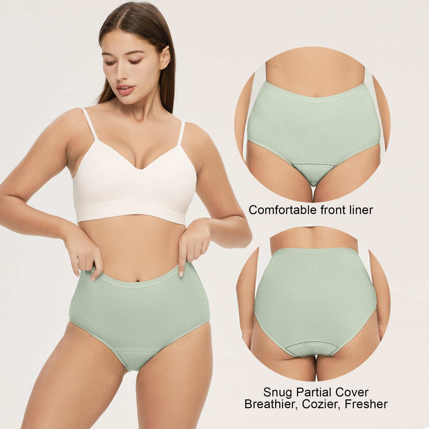BATTEWA Incontinence Underwear for Women,Leak Proof Underwear Washable Absorbency Cotton Panties Bladder Leakage Protective 50ML(Beige,Large,3-Pack)