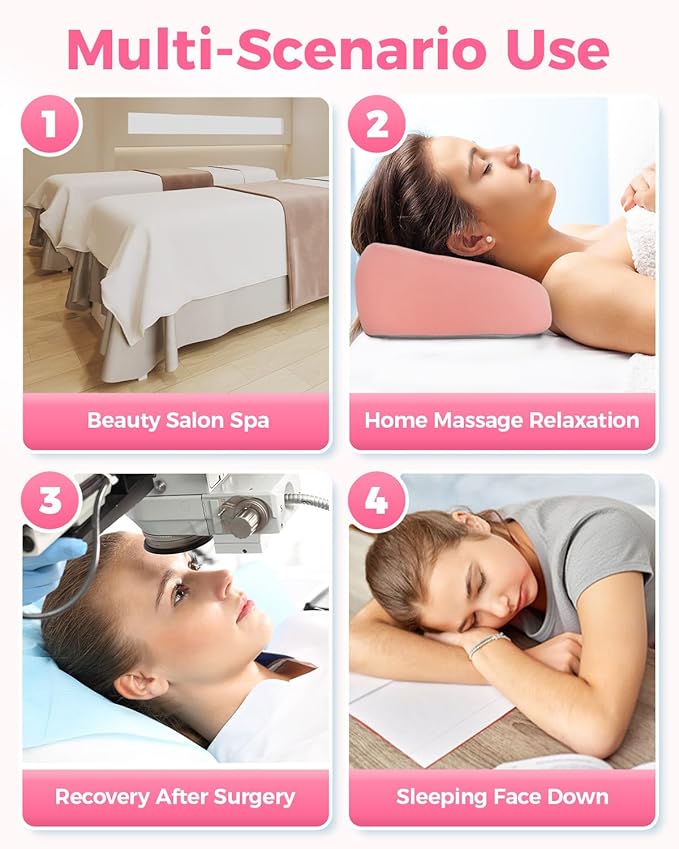 Face Down Pillow Massage Headrest for Bed Massage Head Holder w/ Gel Eyemask At Home Salon Breathable Foam Face Down Pillow After Eye Surgery Vitrectomy Recovery Sleeping Massage Face Cradle for Bed