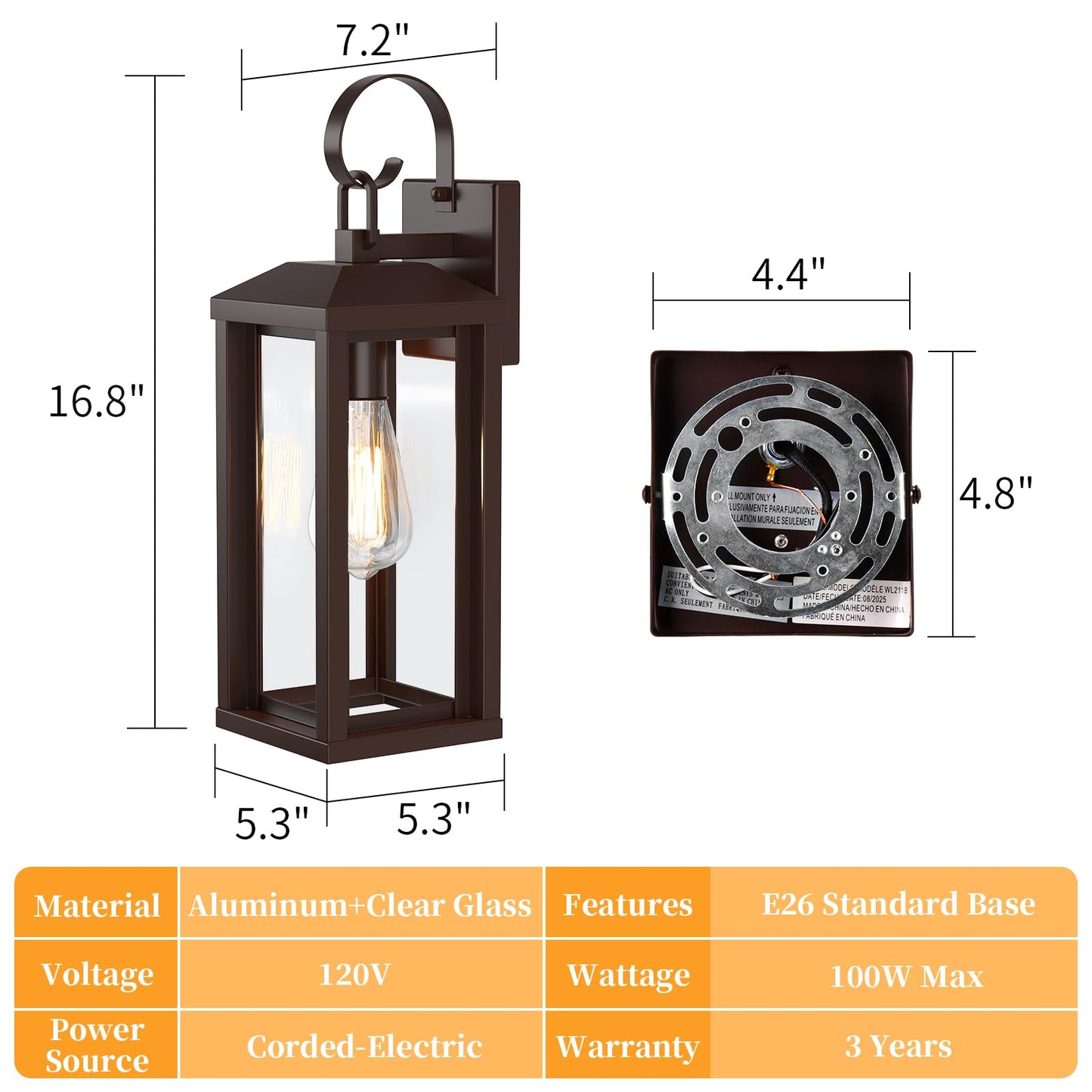 Snru 17 Brown Large Exterior Lighting Fixtures 2Pack  Waterproof Outdoor Wall Porch Lights Sconces Wall Mount  Coach Lights For Garage Carriage Lights Exterior For House