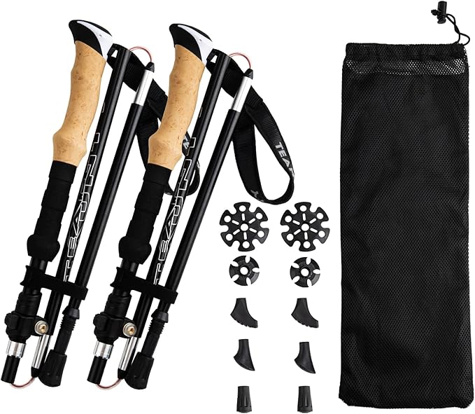 Night Cat Trekking Poles Hiking - Walking Sticks 2 Packs Aluminum 7075 Lightweight Foldable Collapsible Adjustable Extenda...