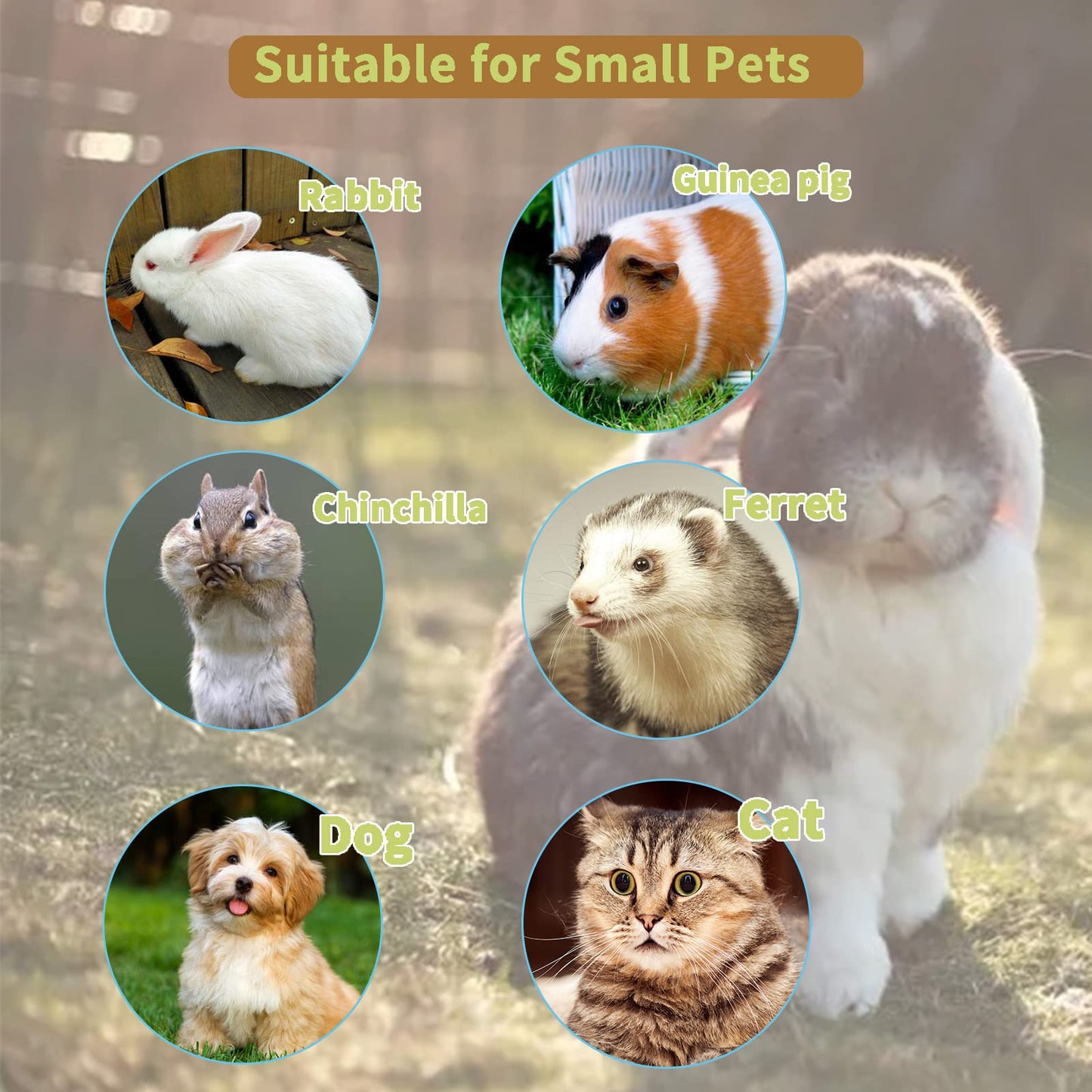 Lemtrflo Rabbit Feeder for Cage,Hanging Automatic Cat Feeder and Water Dispenser,Ferret Cage Accessories,Food Water Bowl for Cats Rabbit Guinea Pig Cages(Cage Grid Spacing Over 1.2'')