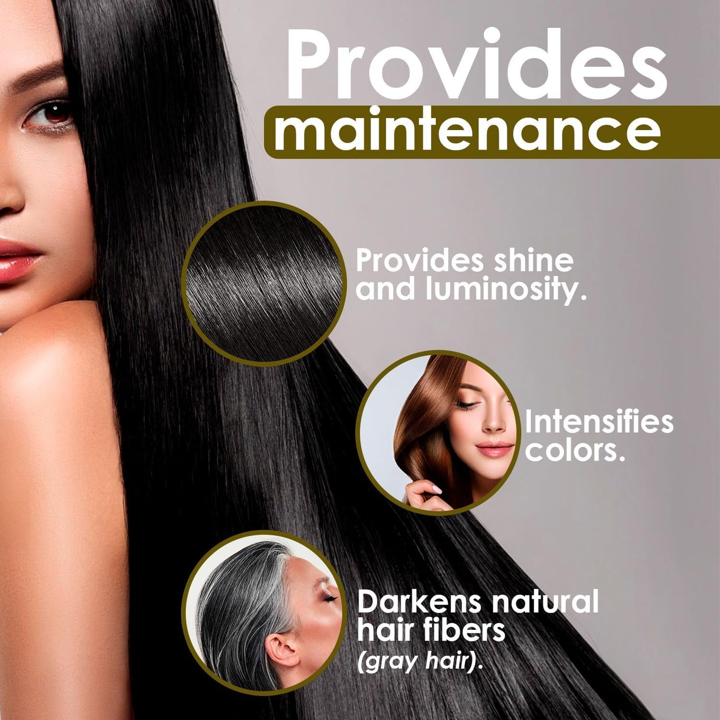 OURO Color-Enhancing Shampoo for Dark Brown & Black Hair - Neutralizes Yellow Tones, Boosts Shine & Intensity, Revitalizes Gray