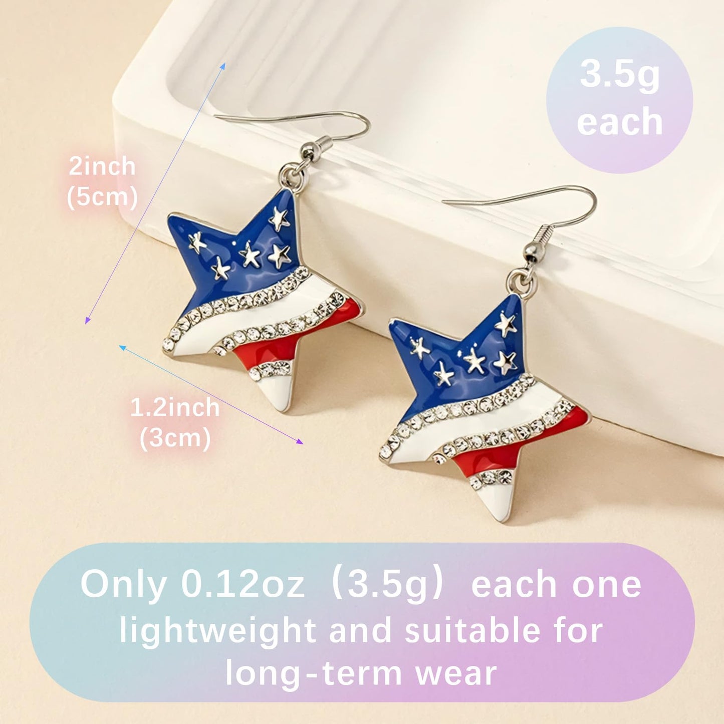 Halloween Acrylic Earrings - Cute Cat & Moon Star Design, Spooky Costume Accessories for Women, Party Favors (4th of July Star)