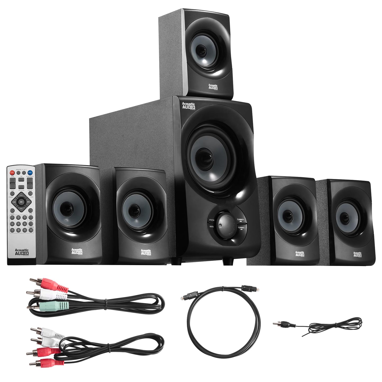 Acoustic Audio Aa5172 700W Bluetooth Home Theater 5.1 Speaker System With Fm Tuner, Usb, Sd Card, Remote Control, Powered Sub (6