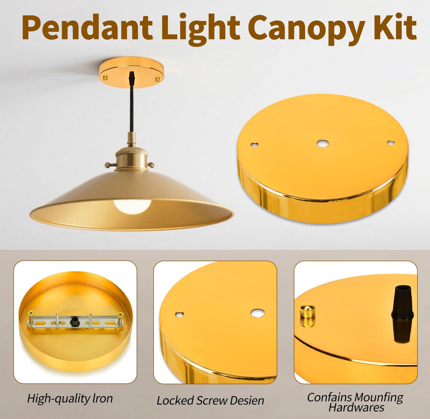 Sangle Sopffy Pendant Light Canopy Kit  5 1/8 Inches Ceiling Lighting Canopy Kit With All Mounting Hardware Modern Chandelier Ceiling Plate Cover For Pendant Lighting Fixtures (Copper Gold  5.8 Inch)