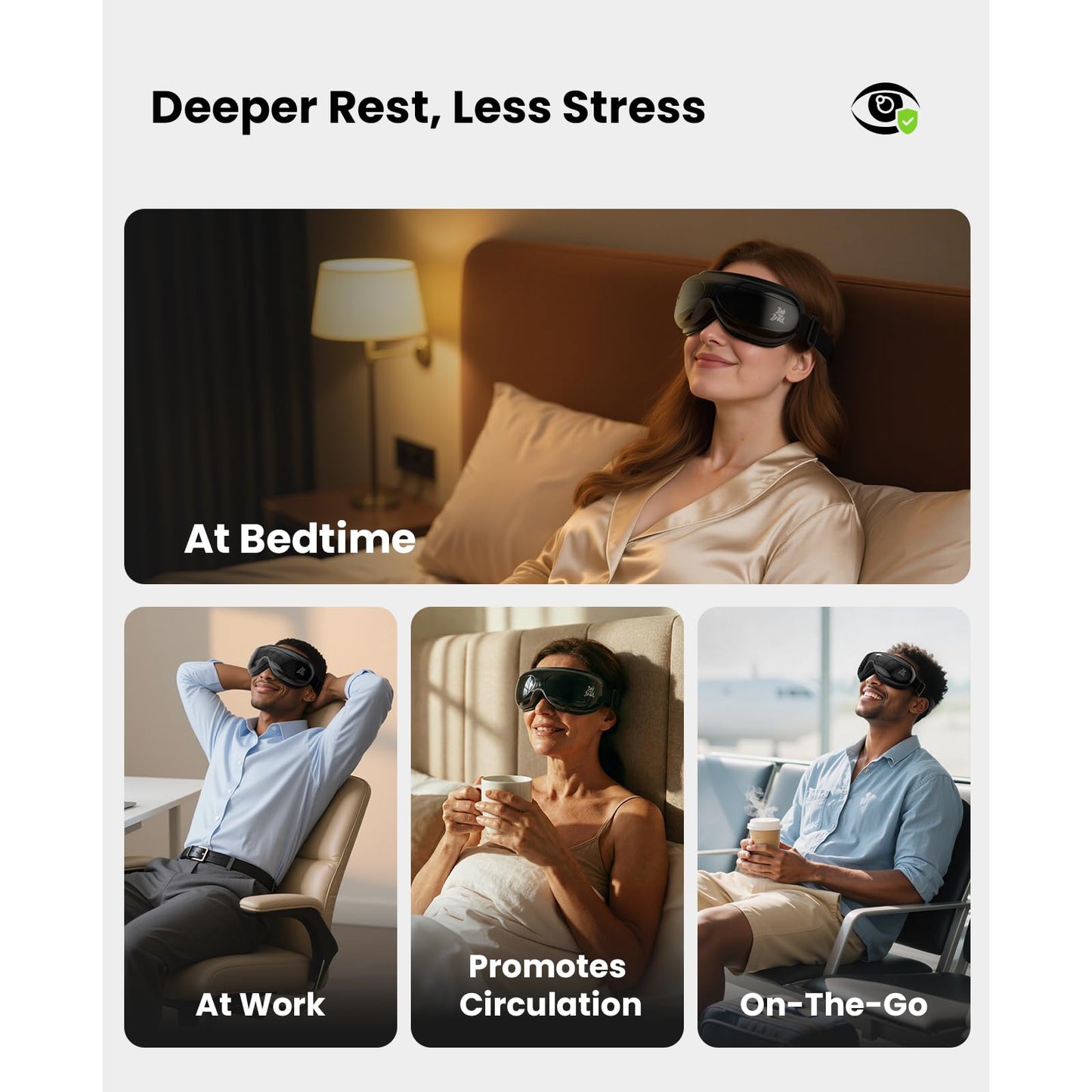 BOB AND BRAD Eye Massager with Heat Compress, EyeOasis 2 Temple Massager with Heat, Smart Eye Mask for Migraine Relief, Personal Eye Care Device for Headache, Dry Eyes and Stress Relief