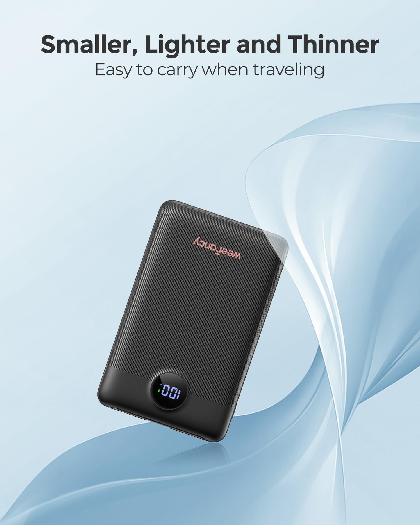 WeeFancy Mini Portable Charger with Built-in Cables 22.5W Fast Charging Power Bank USB-C Small Battery Pack 10000mAh Travel Essential Slim Battery for iPhone 16/15/14, Samsung 25/24, and More