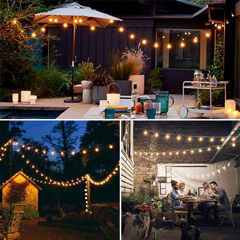 Solar Outdoor String Lights  25Ft Patio Lights String Waterproof With 20 Warm White Led Shatterproof St58 Bulbs  Perfect For Garden  Backyard  Pergola  Party  Cafe  Camping Decoration (25Ft)